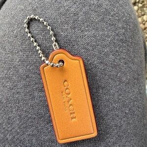 Coach Brown Leather Tag Keychain